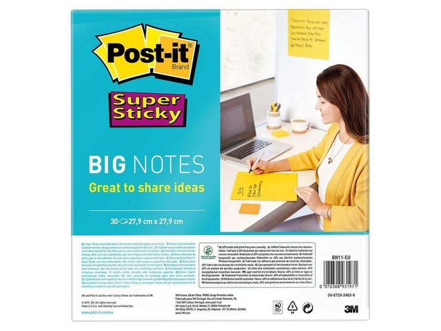 Notes POST-IT SS 279x279mm gul