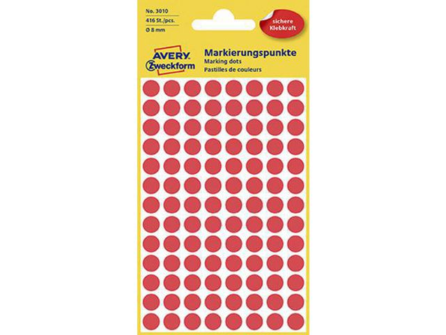 Färgkodningsprick AVERY Ø8mm röd 416/fp