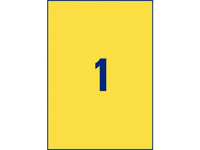 Etikett AVERY neongul 210x297mm 100/fp