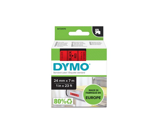 Tape DYMO D1 24mm svart på röd