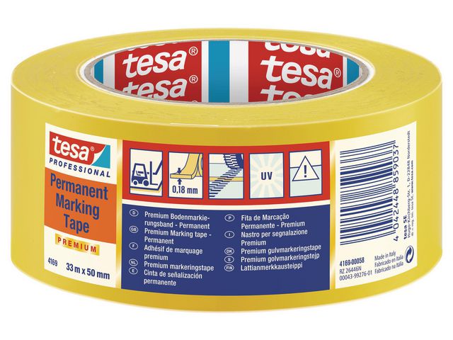 Golvmarkering TESA Prem. 50mmx33m gul