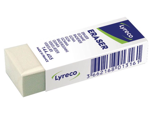 Radergummi LYRECO 62x22x12mm vit