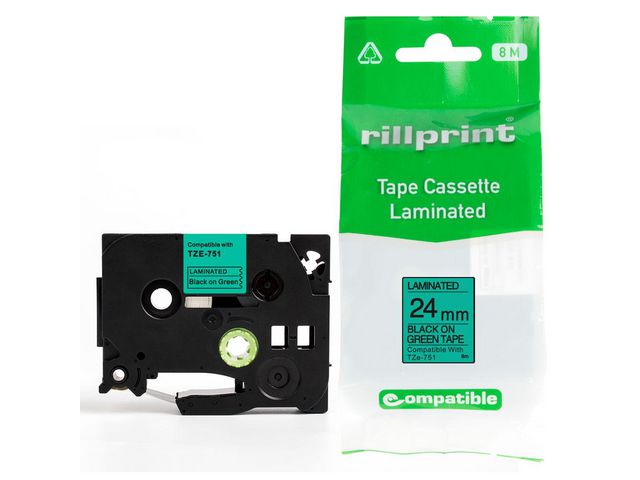 Tape 24mm TZe-751 svart på grön