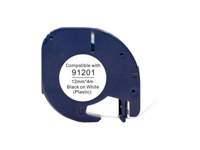 Tape plast 12mmx4m svart text