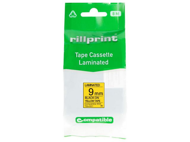 Tape 9mm TZe-621 svart på gul