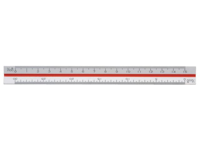 Skallinjal 15cm 1:100:200:300:400:500