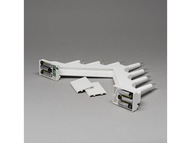 Elljusstake batteri 7 ljus trä vit