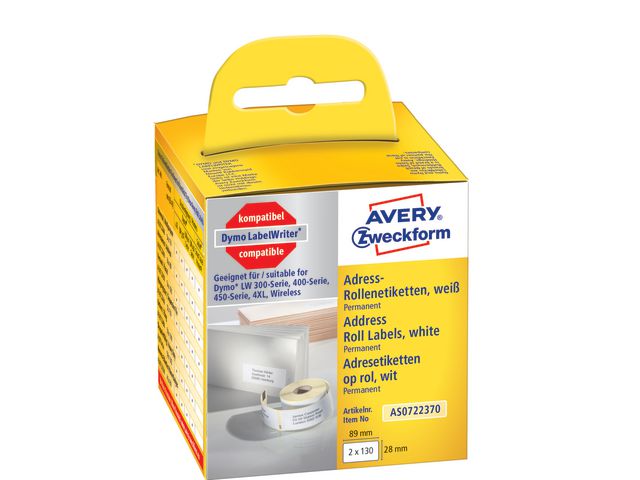 Etikett AVERY på rulle 89x28mm 260/fp
