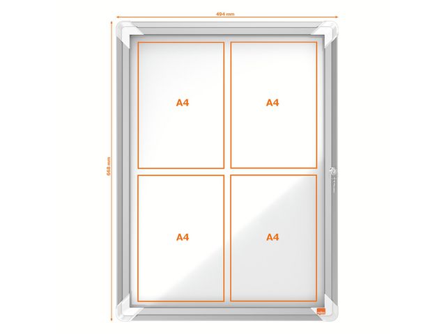 Glasskåp NOBO utomhusbruk magnetisk 4xA4