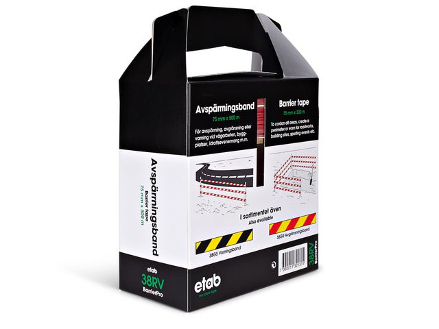 Varningsband röd/vit 75mmx500m