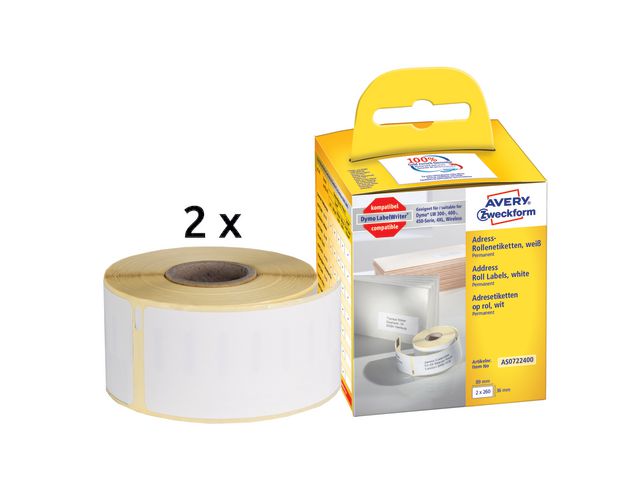 Etikett AVERY på rulle 89x36mm 520/fp