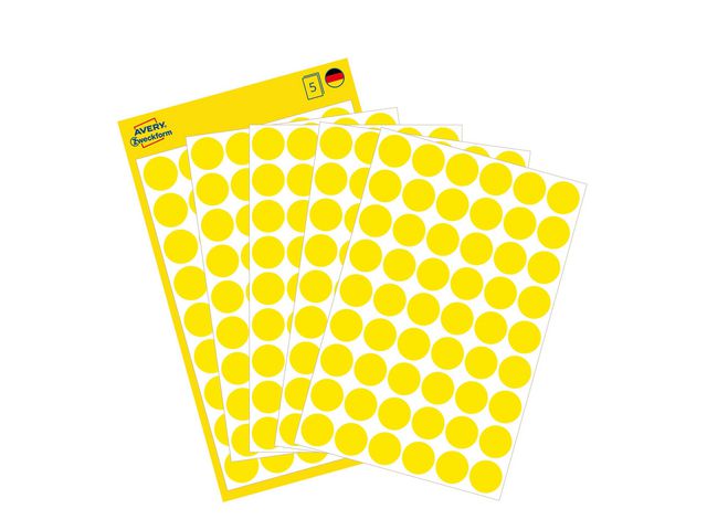 Färgkodningsprick AVERY Ø12mm gul 270/fp