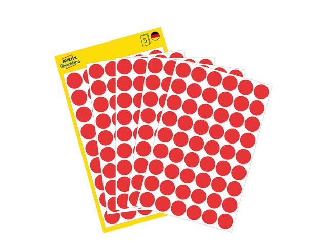 Färgkodningsprick AVERY Ø12mm röd 270/fp