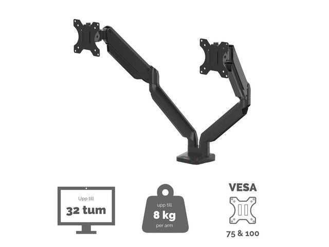 Monitorarm FELLOWES Platinum gas dubbel