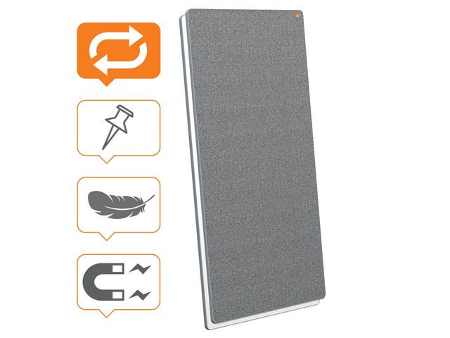 Whiteboard NOBO MoveMeet grå/vit 180x90c