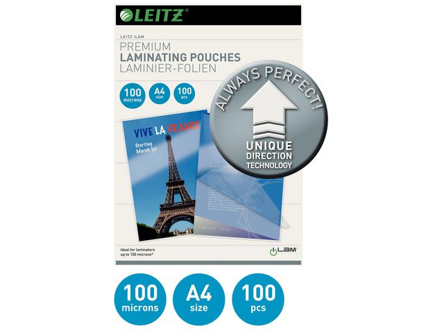 Laminat LEITZ UDT A4 100mic klar 100/fp