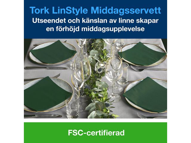 Servett TORK LinStyle grön 39x39  50/fp