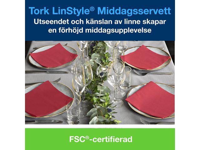 Servett TORK LinStyle röd 39x39cm 50/fp