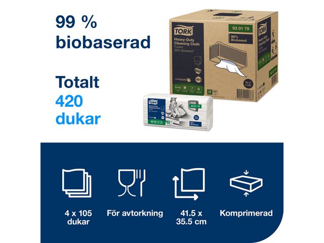 Rengöringsduk TORK W4 Kraftig Bio 105/fp