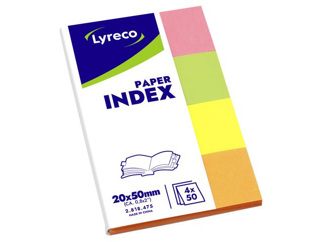 Indexflikar LYRECO 20x50mm 4 färg 160/fp