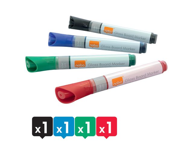 Whiteboardpenna glas NOBO sort.färg 4/fp