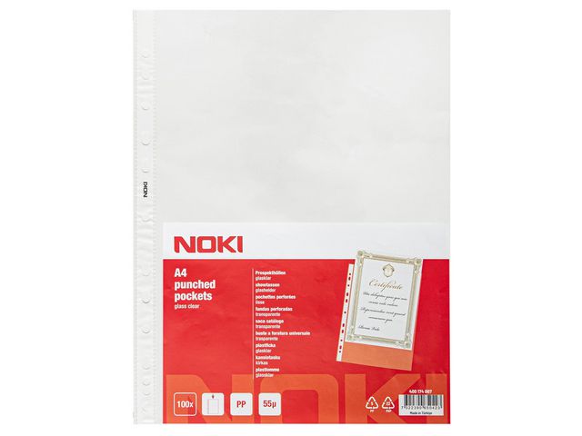 Plastficka NOKI A4 klar 0,055mm100/fp