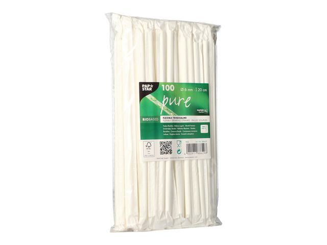 Sugrör PURE papp böjbart 6mmx20cm 100/fp