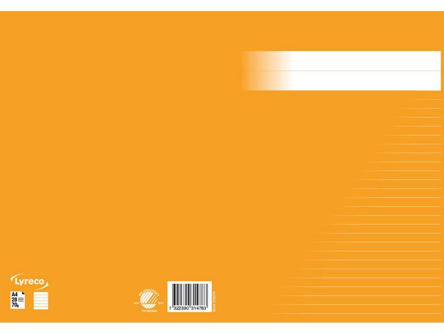 Skrivhäfte A4 linjerat 8,5mm orange