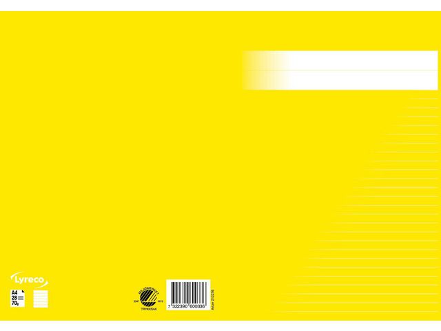 Skrivhäfte A4 linjerat 8,5mm gul