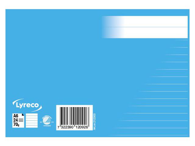 Skrivhäfte A6 linj 8,5mm mel.blå