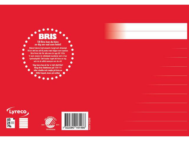 Skrivhäfte A5 linjerat 14,5mm röd