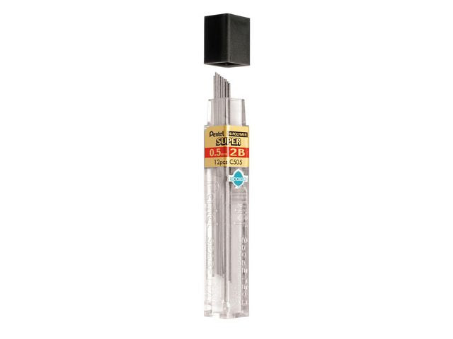 Reservstift PENTEL 0,5mm 2B 12/fp