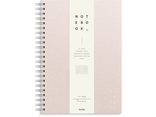 Ant.block BURDE A4 textil linj rosa