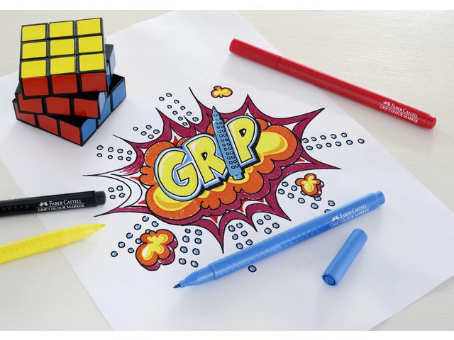 Fiberpenna Grip blandade färger 10/fp