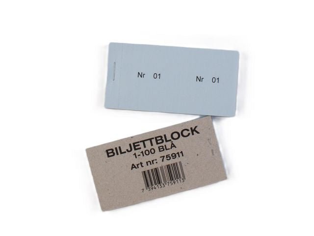Biljettblock 1 - 100 blå