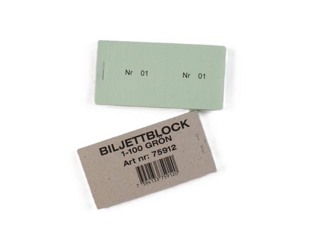 Biljettblock 1 - 100 grön
