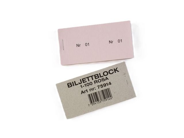 Biljettblock 1 - 100 rosa