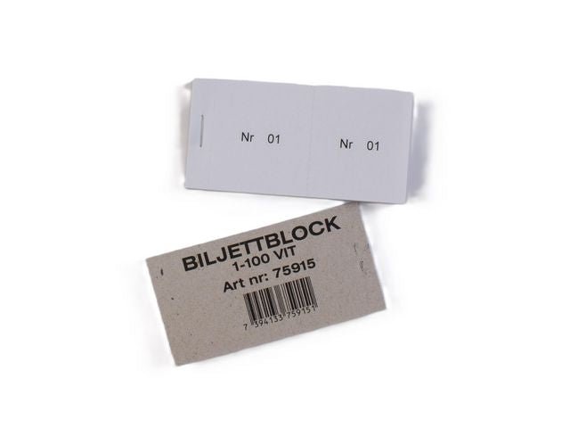 Biljettblock 1 - 100 vit