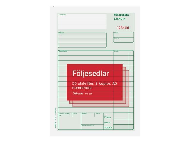 Blankett följesedel A5 3x50 bl num