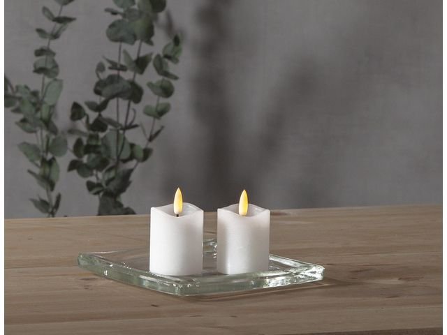 Blockljus STAR T Flamme LED 7,5cm vit