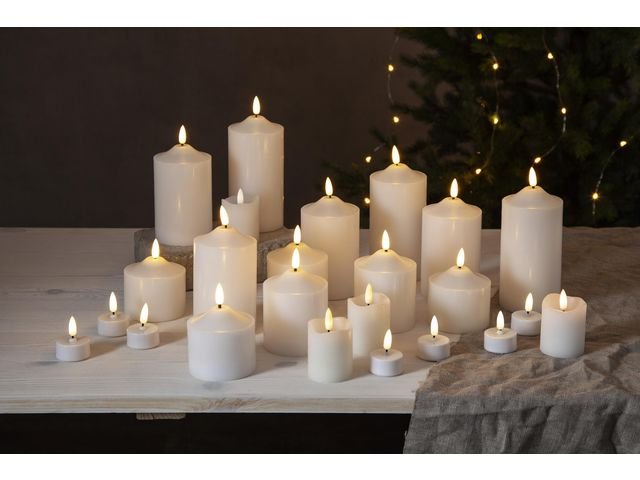 Blockljus STAR T Flamme LED 7,5cm vit