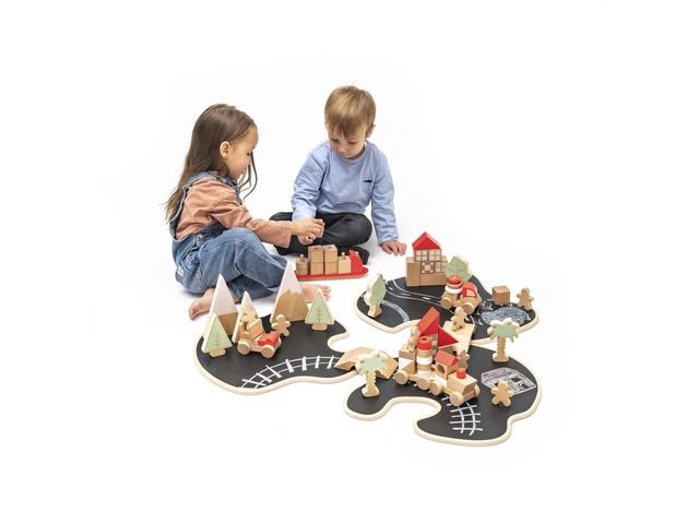 Byggset Tre Öar i trä 68 delar