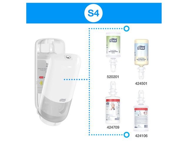 Dispenser TORK S4 tvål/handspr arm svart