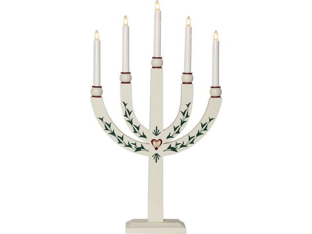 Elljusstake 5 ljus 35x61cm trä vit