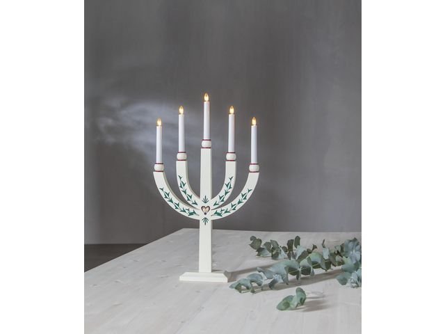 Elljusstake 5 ljus 35x61cm trä vit