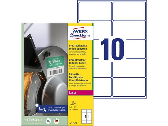 Etikett AVERY WH 99x57mm 500/fp