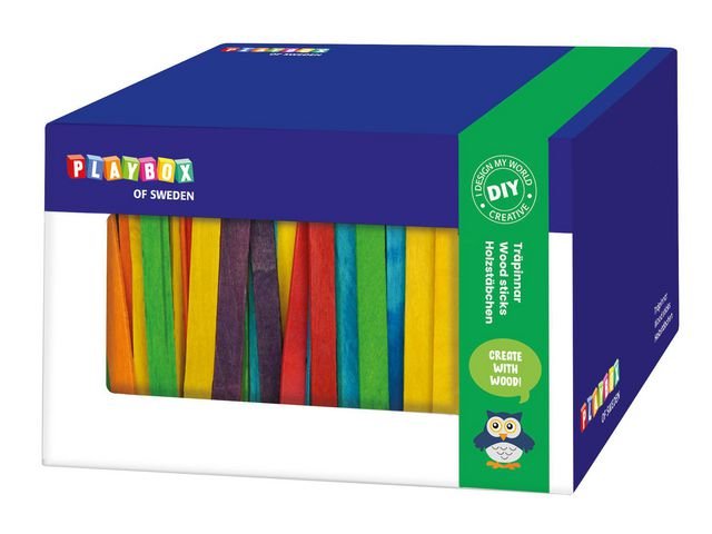 Färgade träpinnar i box 1000/fp
