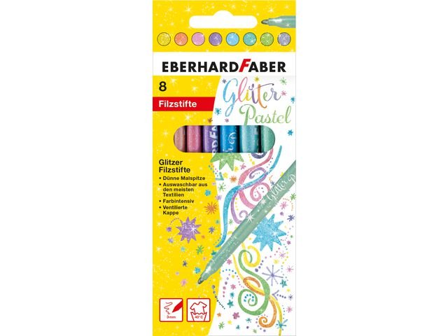 Fiberpenna FABER Glitter pastel 8/fp