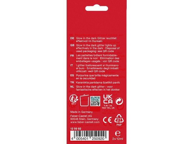 Glitterfärg FABER Glow inthe dark 2x12ml