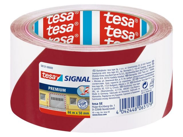 Golvmarkering TESA Prem.50mmx66m röd/vit